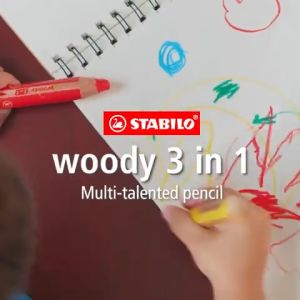 STABILO Woody 3-in-1 Coloured Pencils Sharpener (1 Piece Random Colour)