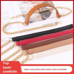 Women Bag Accessories Shoulder Strap Leather Chain Pressure-Relieving Strap Single-Shoulder Crossbody Bag Strap Plain Belt plus Chain Purse Accessories Belt