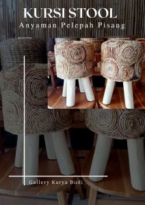 Stool Bulat Murah Kursi Anyaman Minimalis Pelepah Pisang