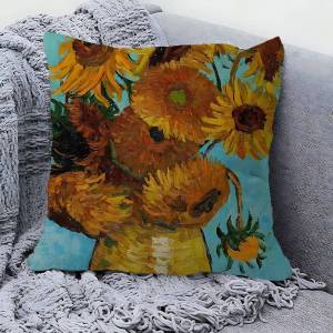 Art Van Gogh Sunflower Cushion Cover Inches Farmhouse Decor Home Throw Pillow Covers for Couch Decorations