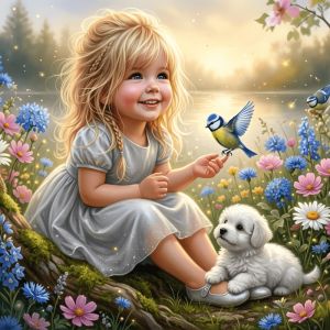 HUACAN Diamond Painting Girl Portrait Dog Bird Diamond Mosaic Full Square Round Drill Daisy Home Decor Picture Rhinestones
