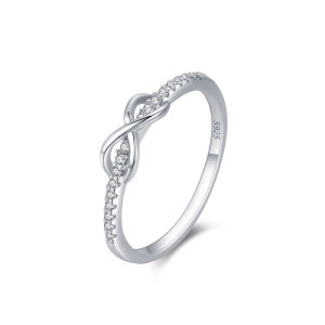 Ailmay Real 925 Sterling Silver Infinity Love Infinite CZ Rings For Women Wedding Engagement Fine Female Jewelry