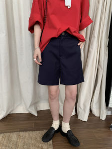 NIZONDAYS Summer Natural Waist Straight Leg Suit Shorts Womens Outerwear Versatile Casual Pants Commute Style Zipper Closure