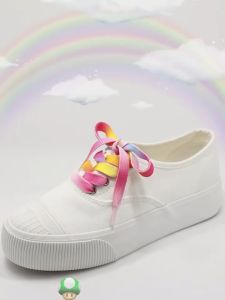 Sepasang Tali Sepatu Gepeng Tali Sneakers Harajuku Rainbow Shoelaces AJ262