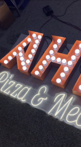 Vintage Marquee Letter Sign LED Bulb Light Up 3D Metal Wall Decor Bar Shop Sign Custom
