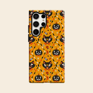 Black Cat Pumpkin Luxury Fashion Full Lens Protective Case for Samsung Galaxy S26 S25 S24 A56 A36 Plus Ultra