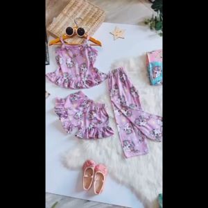 Unicorn Terno Set: 3-in-1 Ruffles Pajama Pants Shorts & Sando for Kids - Perfect OOTD for Girls 1-12 Years