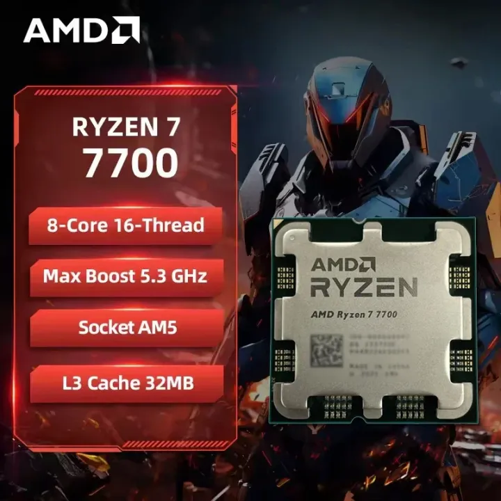 AMD | AMD Ryzen 7 7700 R7 7700 CPU 8-Core 16-Thread 5.3GHz Unlocked Desktop Processor Socket AM5 Gaming CPU Without Package