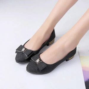 Giày Nữ Mũi Nhọn Gót Vừa Phải Thời Trang Xuân Thu Thoải Mái Phong Cách Thường Ngày Chi Tiết Nơ Giày Cao Gót Thấp
