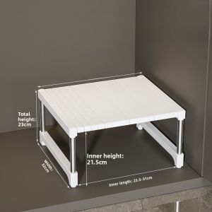 Bathroom Sink Storage Rack Undermount Extendable Cabinet Shelf Layered Organization Plastic No Drilling Required Installation