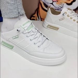 Leedoo Sepatu Kasual Pria Sneakers Olahraga Trendy Shoes Men Fashion - Putih MC418 (Bahan PU, Anti Slip)