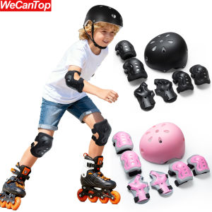 7 Pcs Kids Bike Helmet & Pads Set Adjustable Protective Gear for Toddler Girls Boys 3-10 Years for Biking Skateboard Scooter