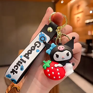 Gantungan Kunci Sanrio Strawberry Keychain Cute Cartoon Bag Purses Car Keys Accessories