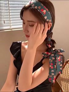 Retro Square Silk Scarf Bandana Headband 15 Types Outside Wearing Tied Hairband Satin Head Scarf Kor