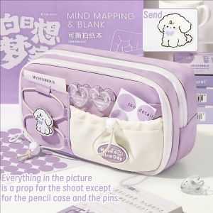 New multi-layer drawstring pencil case stylish and creative portable and large capacity stationery storagerandom accessories