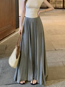 Retro High Waist Pleated Versatile Mini Skirt Women Summer Loose Casual A-Line Long Skirt Draping Flared Slimming Effect