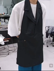 Trendy Black Suit Collar Apron with Pocket - Hot Sale! Waterproof Kitchen & Cafe Workwear