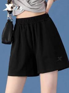 XTEP Womens Sport Pants Summer Ice Silk Loose Running Five-Quarter Length Casual Black Quick Dry Shorts Breathable Comfortable