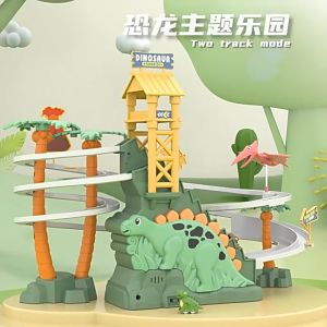 [Hàng sẵn] Đồ Chơi Lắp Ráp Mô Hình Khủng Long Leo Đường Ray Và Trượt Điện Tử Cho Bé Có Âm Thanh Ánh Sáng Khi Hoạt Động
