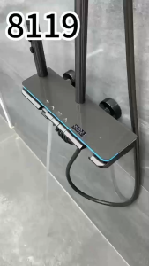 "GLAMOUR SHOP" (#8119) Digital display shower set piano key copper body with LED shower