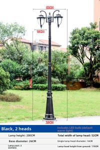 FANKESEN | European Courtyard Outdoor Waterproof Street Light 3m Pole