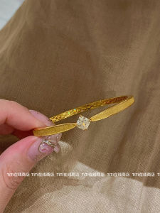 Retro Gold Brushed Square Diamond Bracelet Elegant Versatile Luxury Feel Ring 2025 New Model Fashion Jewelry Accessories