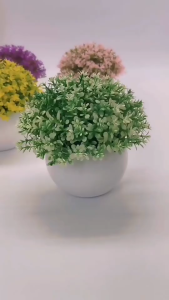 Artificial Plant Realistic Floral Arrangement Home Decoration Plastic Desktop Flower Pot Fake Grass Plants Bonsai Potted Plant for Indoor Outdoor Living Room Dining Room Office Garden Shelf Display