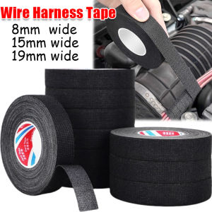 5Roll 15 Meter Heat-resistant Flame Retardant Tape / Self-Adhesive Car Flannel Wire Harness Tape / Black Waterproof Insulating Electrical Tape for Automotive Engines Cable Protection