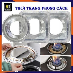 SET 10 Tờ Giấy Bạc Lót Bếp Ga Tiện Ích Chống Dầu Mỡ Bám Bấn - Giấy Lót Bếp Gas Tròn  Vuông Dễ Dàng Vệ Sinh Bếp Tiện Lợi
