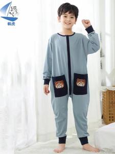 Pure Cotton One-Piece Sleepwear for Boys And Girls Childrens Home Clothes Anti-Kick Cartoon Sleep Bag Moisture-Wicking And Breathable