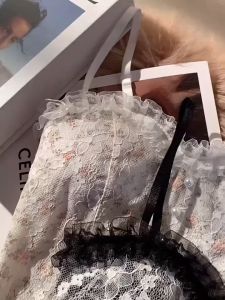 Áo 2 Dây Nữ Ren Hoa Tiểu Thư Đính Hạt Viền Bèo Chun Sau Dáng Croptop Có Mút Ngực 392