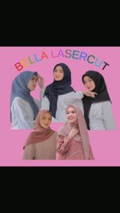 HIJAB BELLA SQUARE LASERCUT UKURAN 115 X 115CM KERUDUNG BAHAN POLYCATTON PREMIUM GRADE A SEMUA WARNA