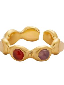 Retro Dopaamine Colored Zircon Open Ring Stylish Luxury Personality Color Block Atmosphere Sense Couple Rings Fashion Jewelry