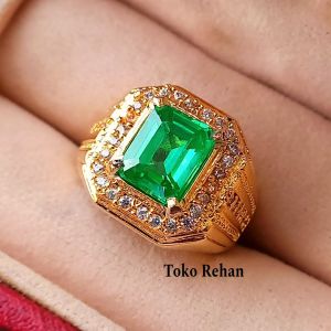 CINCIN BATU GREEN AQUAMARINE SUPER MEWAH