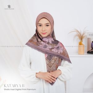 Shofa fashion-Katarya series hijab kerudung segi empat voal motip printing sublime