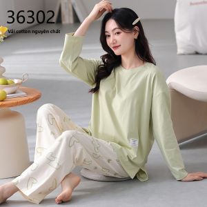 Bộ đồ ngủ nữ MiiOW Cat Person bằng cotton tay dài quần dài thoải mái - mùa thu đông