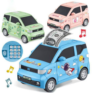 Car Electronic Piggy Bank ATM Machine With Password & Fingerprint ATM Machine Large Capacity 2 in 1 Music ATM Money Cash Safe Saving Box 储蓄箱 扑满 存钱箱 Home Decoration for Kids Boys Girls Birthday Gift