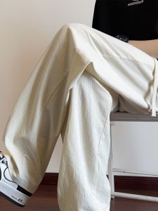 Boys Linen Pants Lightweight Loose Straight Leg Trousers