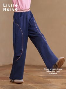 Little Naive | Colorful Arc Pleated Loose Childrens Cargo Pants
