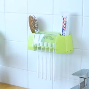 Multifunctional Toothbrush Holder Storage Box Bathroom Cosmetic Accessories Set Creative Strong Sticky Suction Hook Bracket