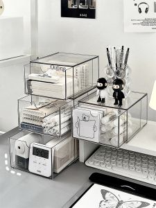 Transparent Dustproof Drawer Style Desktop Storage Box Multi-layered Cosmetic Organizer Desk Top Messy Stuff Storage Box