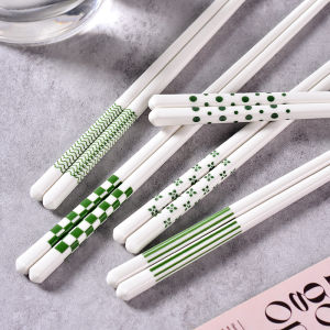 High-End Ceramic Chopsticks Antibacterial Anti-Mold Heat Resistant Luxury Home Use Personal Set of 5 Pure Color Simple Style