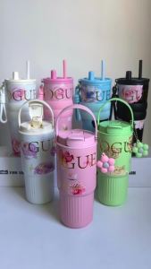 ถ้วยเก็บความร้อนเคลือบเซรามิก ขนาด 710MLพร้อมที่จับ และฝาปิดหลอด เก็บเย็น-ร้อนได้นาน-265