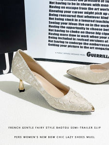 รองเท้าส้นสูงหนังแท้สำหรับผู้หญิง ทรงหัวแหลมโลหะ สายรัดนิ่ม สวมใส่สบาย รองเท้าส้นเดี่ยวแบบอเนกประสงค์สำหรับการใช้งานทั่วไป