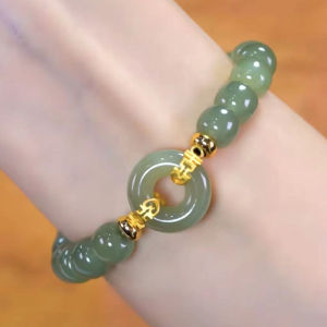 🔥🔥Roman Holiday Natural Hetian Jade China Style Lucky Buckle Bracelet Beaded Bracelet Women Chinese-style Vintage Bracelet Retro Natural Stone Jewelry High Grade Gifts For Lover Women Girls Amulet Wristband
