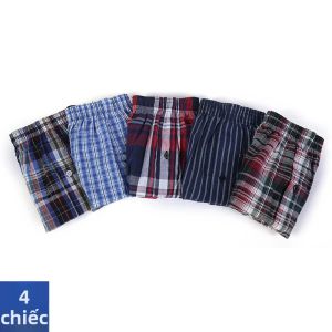 4 Cái/lô Nam 100% Cotton Kẻ Sọc Quần Lót Boxer Thường Ngày Sọc Thoải Mái Đồ Ngủ Quần Lót Homewear Quần Lót Đi Biển