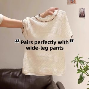 GEBOFU | Summer Heavywork Bead Short Sleeve T-shirt
