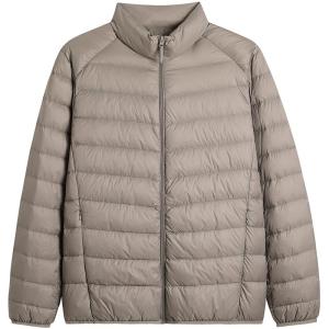 Lightweight Portable Mens down Jacket Stand Collar Warmth Pork Rib Inner Thin Fashionable Youth Casual Style Zipper Closure