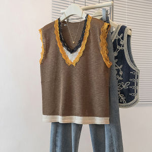 AIYITI | Lace Collage Color Block Sleeveless Plus Size Summer T-Shirt