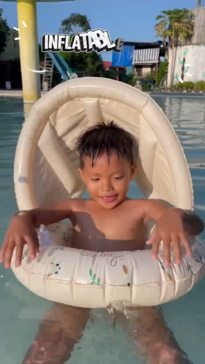 Baby kids swimming floaters inflatable seat ring with awning swimming ...